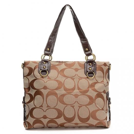 Coach Double Zip Logo Medium Camel Totes EHK | Women